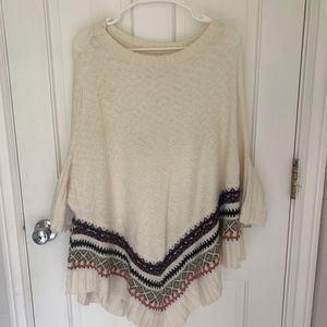 Anthropologie White knit cape sweater